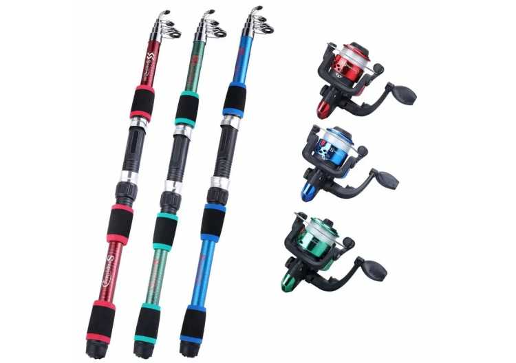Fishing Pole Set Full Kits With Telescopic Fishing Rod And Spinning Reel Baits Hooks Travel Pole Set