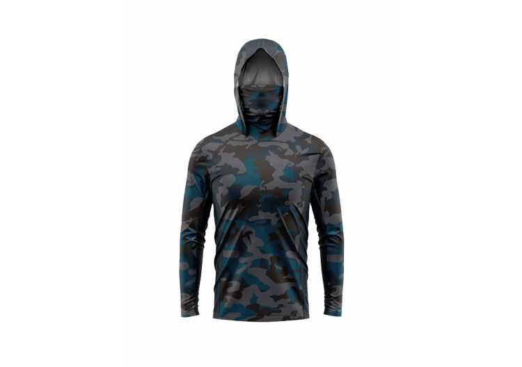 Long Sleeve Fishing Shirts Men Sun Protection Hoodie Mask All-in-one Fishing Clothing Hunting Camping Angling T-shirt Upf