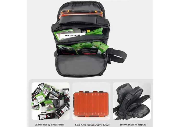 Fishing Tackle Backpack Waterproof Fishing Bag With Rod Holder Fishing Backpack Multifunctional Fishing Pack Lightweight Tackle