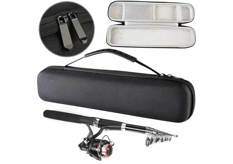 Hard Shell Fishing Rod Bag Fishing Pole Carrier Shock Absorption Rod Holder Bag Fishing Gear Organizer Fishing Accessories