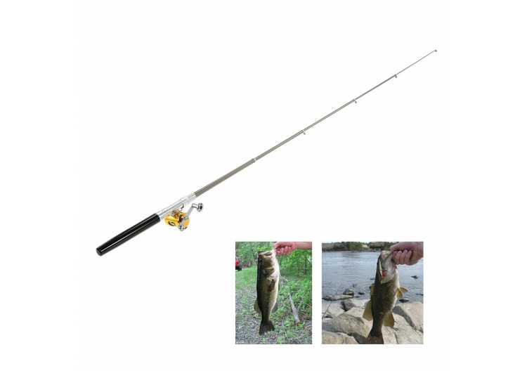 Fishing Rod Reel Combo Set Mini Telescopic Portable Pocket Pen Fishing Pocket Rod + Reel Aluminum Alloy Fishing Line Soft Lures