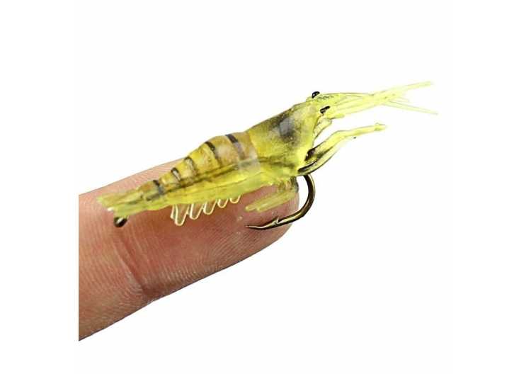 4/10PCS Fake Shrimp Road Bait with Hooks Small Grass Shrimp Glow-in-the-dark Soft Bait Small Shrimp Fake Bait Fishing Lures