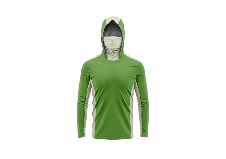 Long Sleeve Fishing Shirts Men Sun Protection Hoodie Mask All-in-one Fishing Clothing Hunting Camping Angling T-shirt Upf