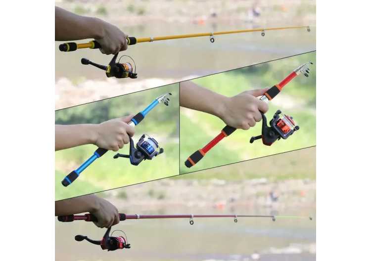Fishing Pole Set Full Kits With Telescopic Fishing Rod And Spinning Reel Baits Hooks Travel Pole Set