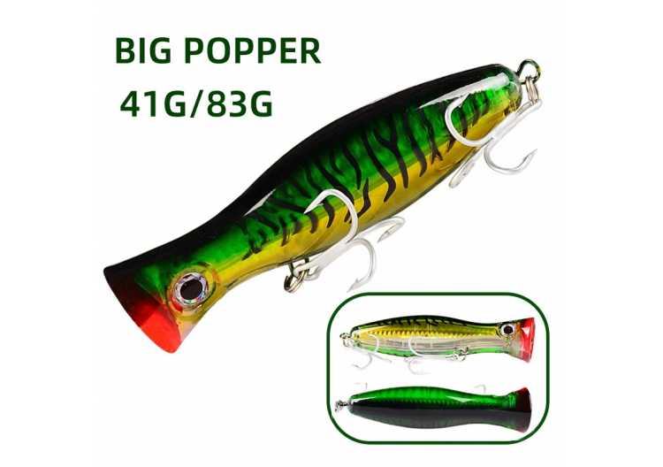 1pc 41G/83G Giant Popper Wobbler Topwater Trolling Artificial Plastic Hard Bait Durable Fishing Lure for Catching Big Fish