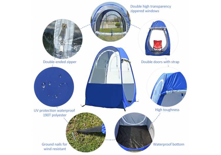 Portable Outdoor Fishing Tent UV-protection Tent Pop Up Single Tent Automatic Instant Tent Rain Shading Tent Windows