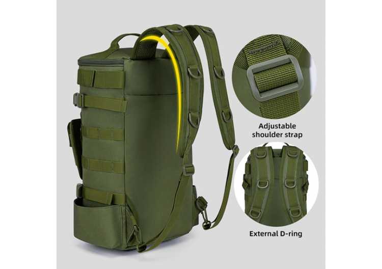 Tactical Fishing Backpack Tackle Bag with Rod Holders Fish Equipment Storage Molle Camping Hiking Outdoor Multifunctional Bag