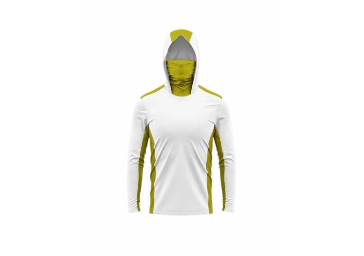 Long Sleeve Fishing Shirts Men Sun Protection Hoodie Mask All-in-one Fishing Clothing Hunting Camping Angling T-shirt Upf