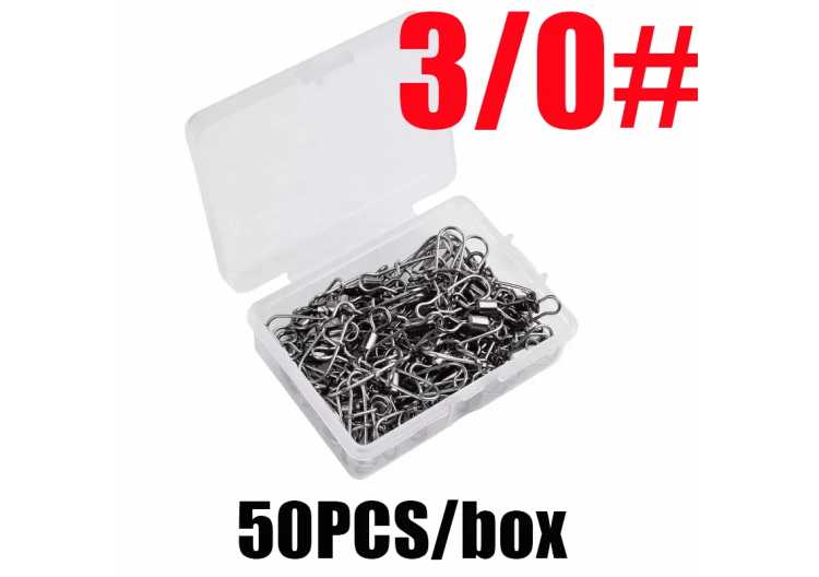 50/100PCS Pin Bearing Rolling Swivel Stainless Steel Snap Pike Fishing Accessories Connector Fishhook Lure Swivels Tackle