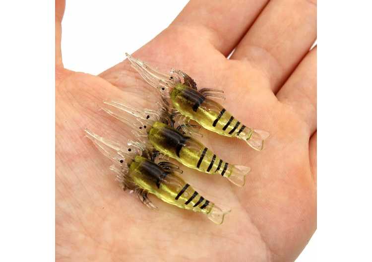 4/10PCS Fake Shrimp Road Bait with Hooks Small Grass Shrimp Glow-in-the-dark Soft Bait Small Shrimp Fake Bait Fishing Lures