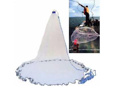 American Saltwater Fishing Cast Net for Bait Trap Fish 3/4/5/6/7/8/9/10ft Radius Casting Nets with Heavy Duty Zinc Sinker Weight