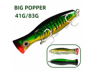 1pc 41G/83G Giant Popper Wobbler Topwater Trolling Artificial Plastic Hard Bait Durable Fishing Lure for Catching Big Fish