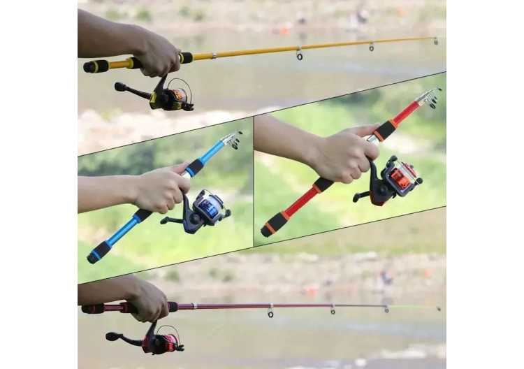 Fishing Pole Set Full Kits With Telescopic Fishing Rod And Spinning Reel Baits Hooks Travel Pole Set