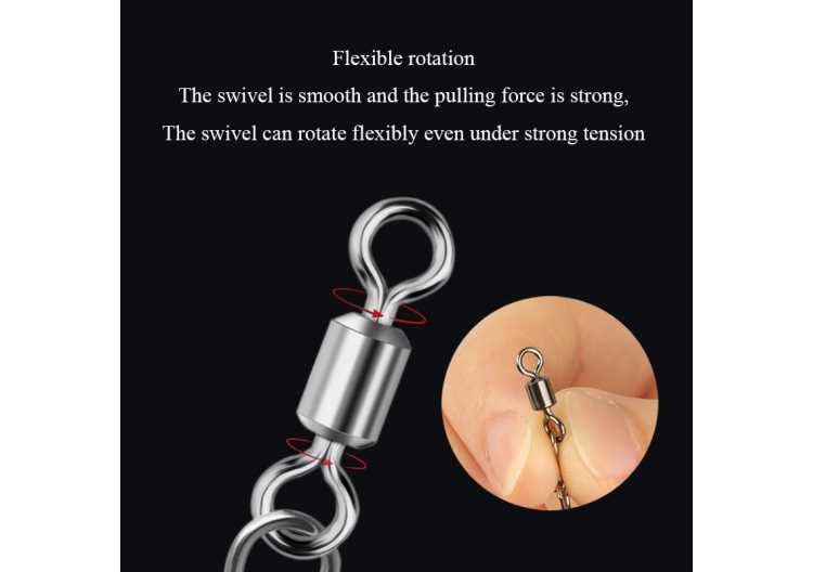 50/100PCS Pin Bearing Rolling Swivel Stainless Steel Snap Pike Fishing Accessories Connector Fishhook Lure Swivels Tackle
