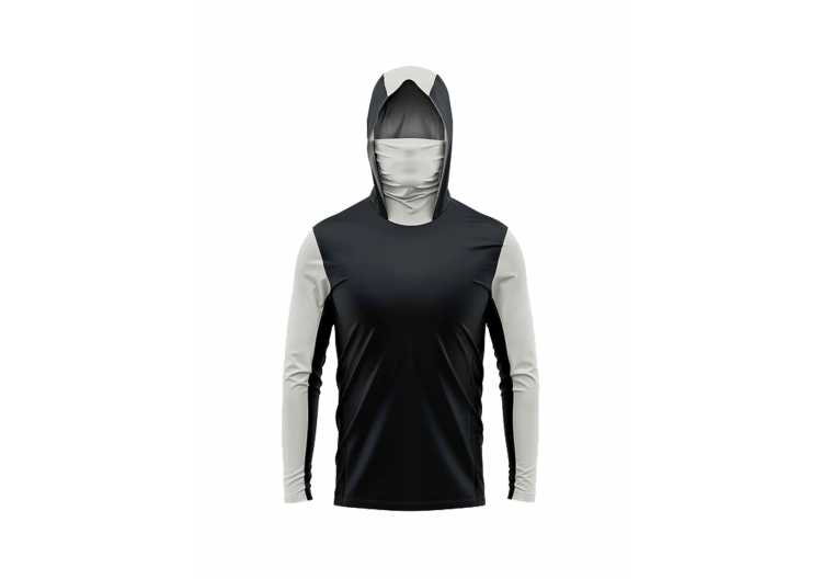 Long Sleeve Fishing Shirts Men Sun Protection Hoodie Mask All-in-one Fishing Clothing Hunting Camping Angling T-shirt Upf