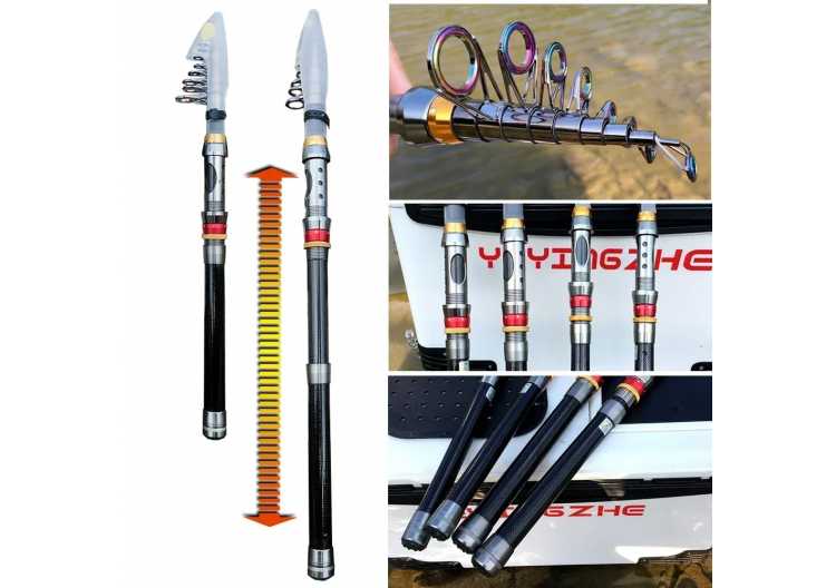 Spinning Fishing Rod and Reel Combo 1.8-3.6m Carbon Fiber Sea Pole and 5.2:1 Gear Ratio Metal Spool with Line Kits for Bass Carp