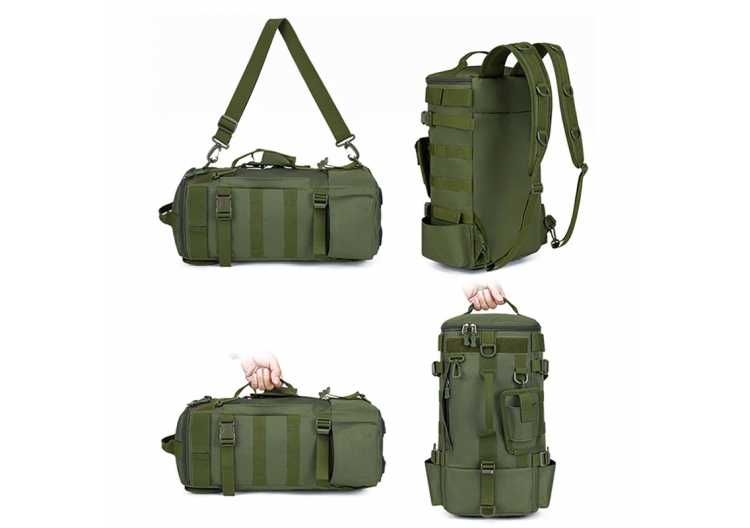 Tactical Fishing Backpack Tackle Bag with Rod Holders Fish Equipment Storage Molle Camping Hiking Outdoor Multifunctional Bag
